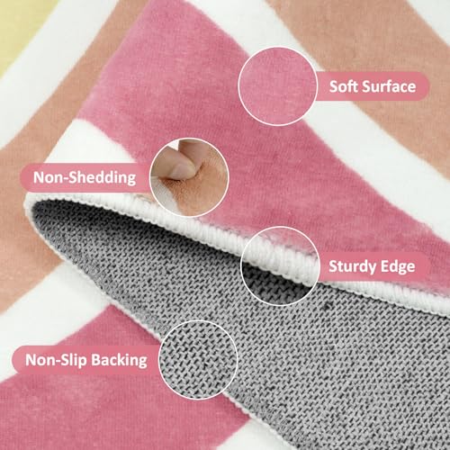 STARUIA Washable Rainbow Rug for Girls Bedroom, Large Area Rug 5x7 Colorful Rug for Nursery Kids Room, Soft Non-Slip Carpet Kids Rug for Classroom Playroom Tent Castle Dorm - Image 5