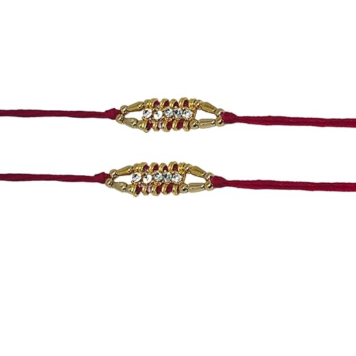IndiaBigShop Rakhi for Brothers 7 Stone Rakhi thread, Raksha bandhan Gift for your Brother Vary Color and Multi Design Assorted Rakhi- Set of 2