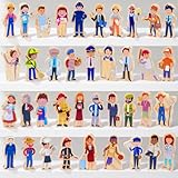 38 PCS Wooden Community Helpers Small Multicultural Career People Figures Occupations Dress up for Preschool Learning Toys Boys Girls Birthday Gifts