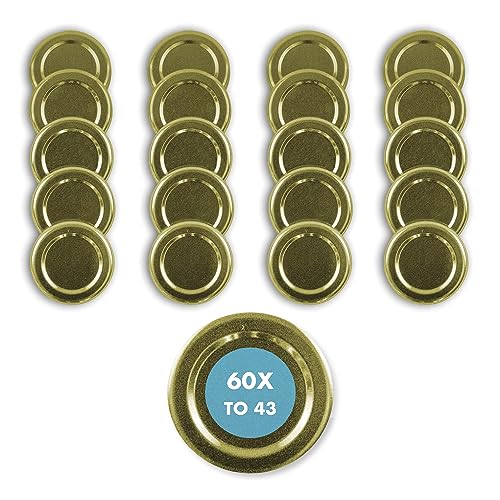 60 tapas de repuesto TO 43 I, multicolor, 43 mm, para tarros de almacenamiento, tapas para conservas, tarros de mermelada, tarros de miel, tarros de comida fina