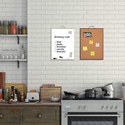 Image of Small Whiteboard Cork-Board Combination for Wall - 16 inch x 12 inch Portable Aluminum Frame Magnetic Dry Erse Board Mini Bulletin Cork Board 2 Pack with Holder for School, Office, Home
