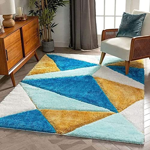 Image of Presence Gorgeous Design Of Super Soft Shaggy Carpet For Living Room, Bedroom, Hall And Anywhere In Home. [2X5 Feet], Rectangular, Multicolor