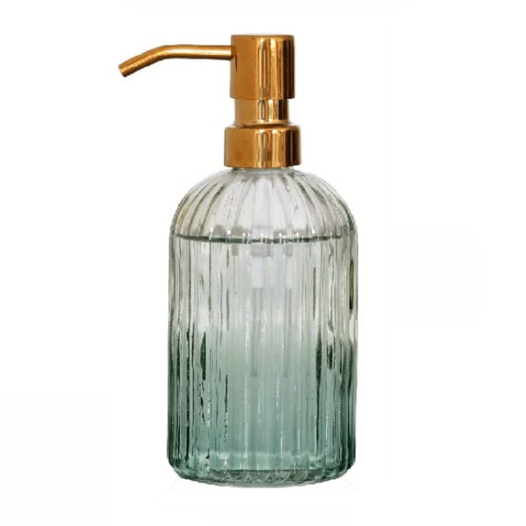 Dispenser di Sapone in Vetro a Strisce con Pompa in Acciaio Inossidabile, Dispenser di Sapone per lozione Ricaricabile per Bagno, Cucina, bancone, flacone con Pompa
