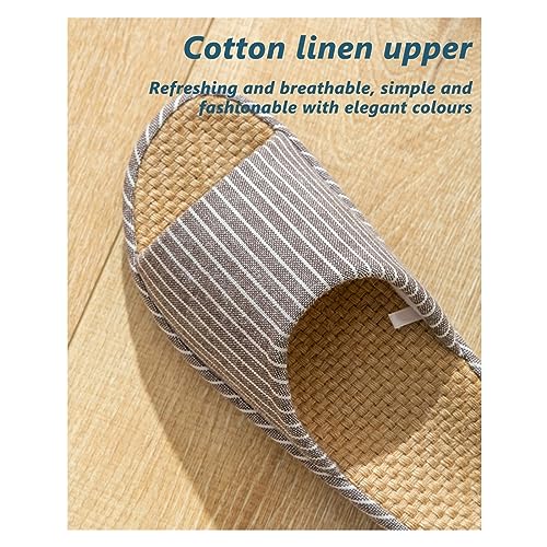 YCKEGEW Women Mens Unisex Slipper Arch Support Cotton Flax Slippers Casual Open-Toes Slippers Breathable Shoes Home Slippers Lightweight Non-Slip Sandals (Color : Navy, Size : EU39-40)3