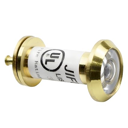 SANATO Door Viewer Brass UL Listed Fire Proof 180-degree with Heavy Duty Privacy Cover for 1-3/8