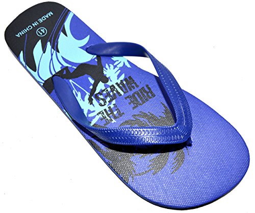 Octave® Mens Summer Beach Wear Flip Flops Collection - Surfing Design [Size UK 9 - EURO 43, Colour Blue Surfing Design]