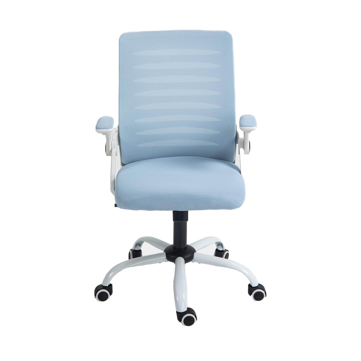 Panana Mid-Back Mesh Back Office Chair Swivel Desk Chair Fabric Seat with Flip-UP Padded Armrest (Blue)