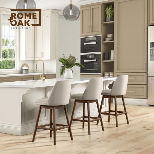 Image of ROME + OAK Rowan 26 Inch Swivel Counter Height Stool, Walnut Finish