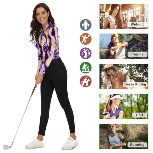 Image of Soneven Womens Golf Polo Shirts 3 /4 Long Sleeve V Neck Button Down Shirts Business Causal Work Blouses Tops
