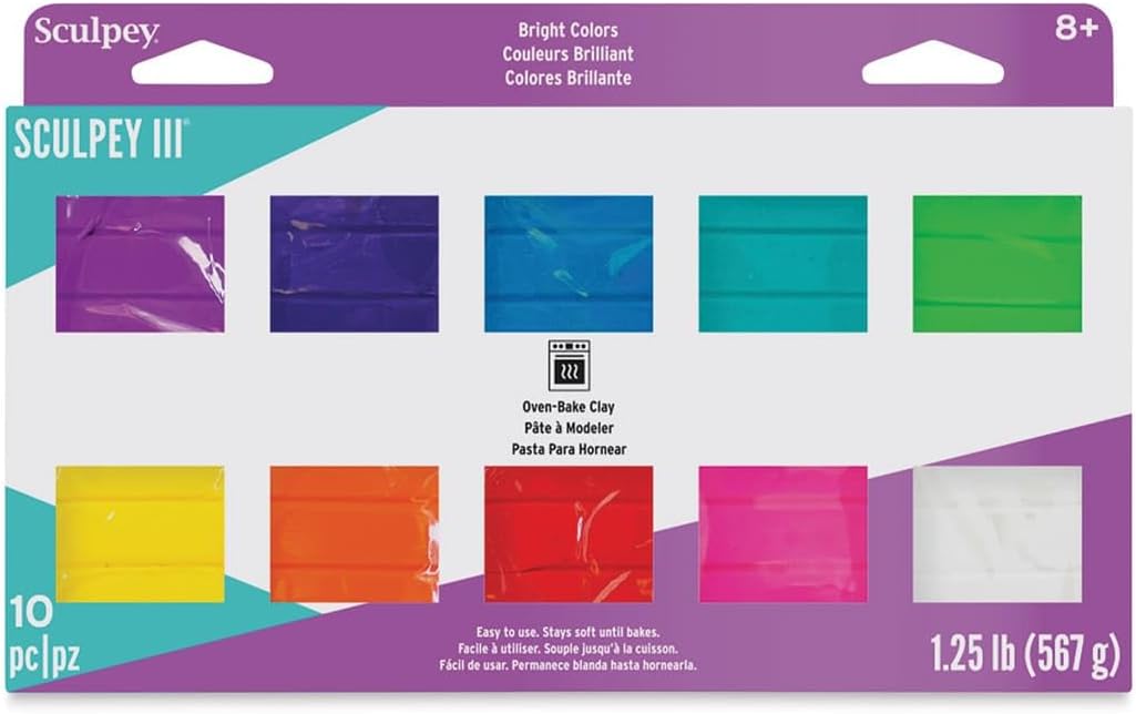 Sculpey III Pack of 10 Bright Ideas (Intense Colors)