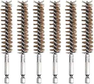 Angoily Pipe Cleaner Brush 6pcs Stainless Steel Bore Brush in Different Sizes Brass Bore Cleaning Brush Set Stainless Steel Bristle Wire Brush Tube Bottle Brush Kit for Drill Impact Driver
