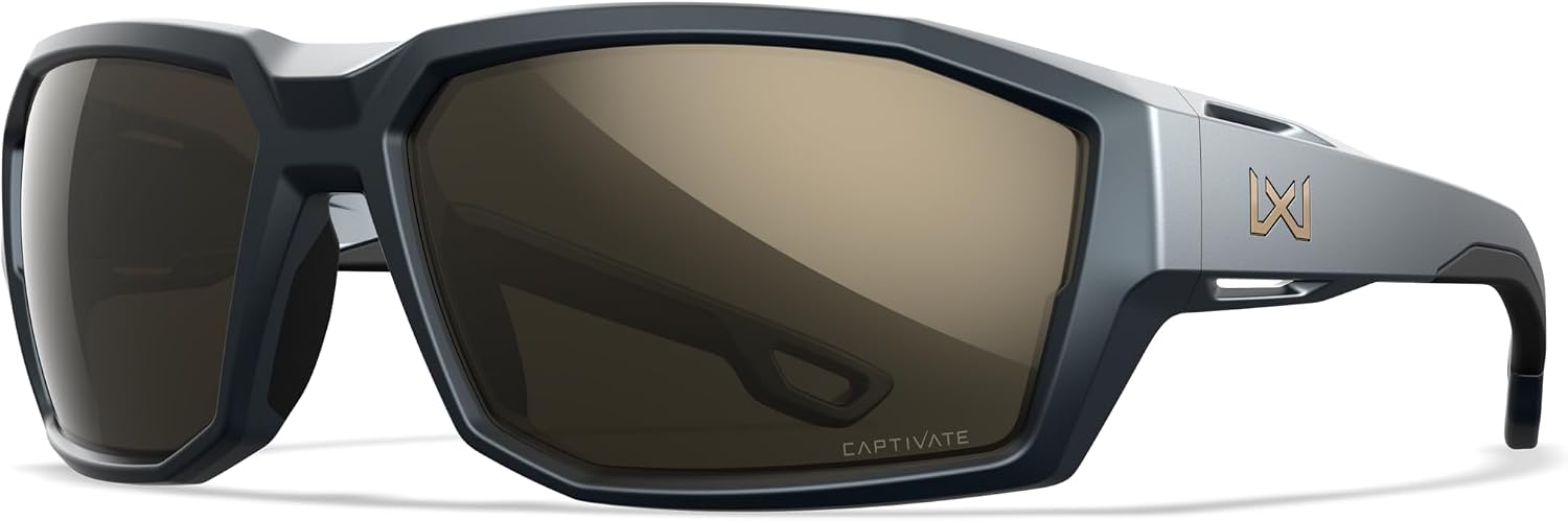 Wiley X Alpine Captivate Sunglasses, Ballistic Rated Safety Glasses for Men and Women, UV Eye Protection for Shooting, Fishing and Biking, Matte Graphite Grey Frames, Tungsten Mirror Lenses