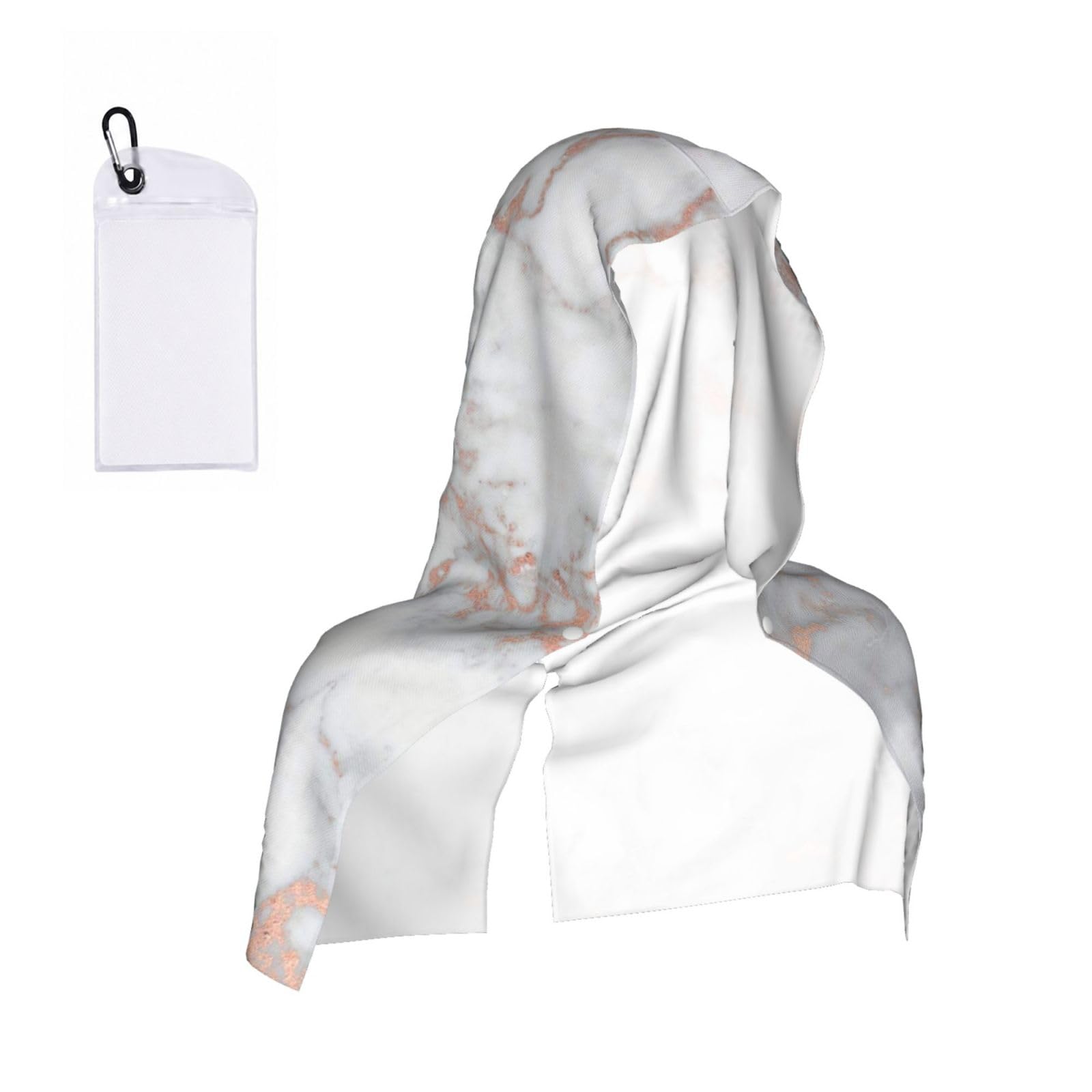 ESNAIUVCD White Marble Rose Gold Print Multifunctional Cooling Hoodie Bandana Portable Sweat Absorbing Design For Beach Workouts Exercise Heat Relief Accessories