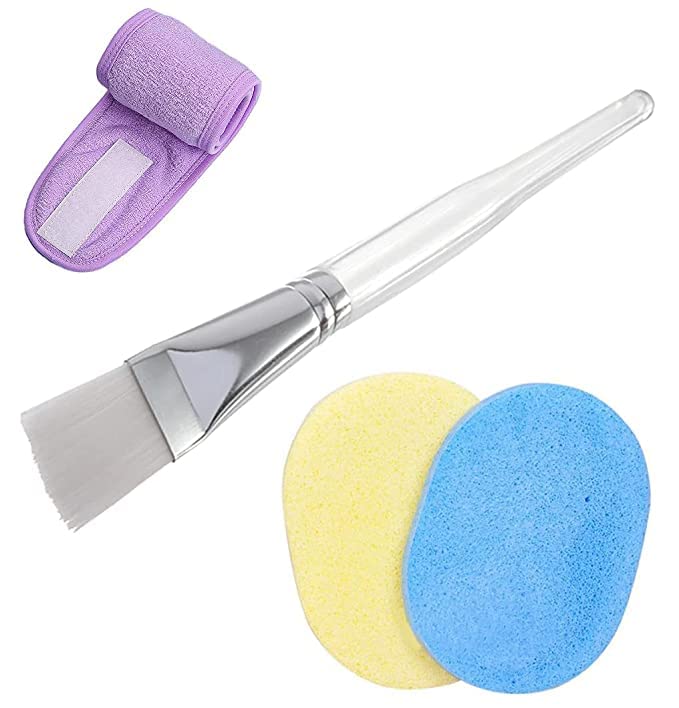 Trivety Fashion transparent Face Pack Brush and Face Cleaning Sponge