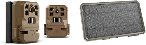 Moultrie Mobile Edge - Paquete de 2 cámaras de rastreo celular con panel solar, conexión automática, cobertura nacional, video HD, audio integrado,