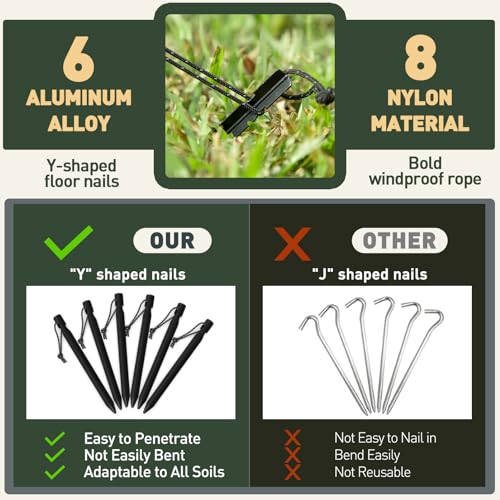 VOSOIR Toldo Camping 3X3M Impermeable, Ultraligero y Portátil Toldo de Refugio, Tienda de Campaña Hamaca, Protección UV, Anti Desgarro, Tarp para Picnic Pesca Camping Senderismo(Verde Oscuro) - Image 5