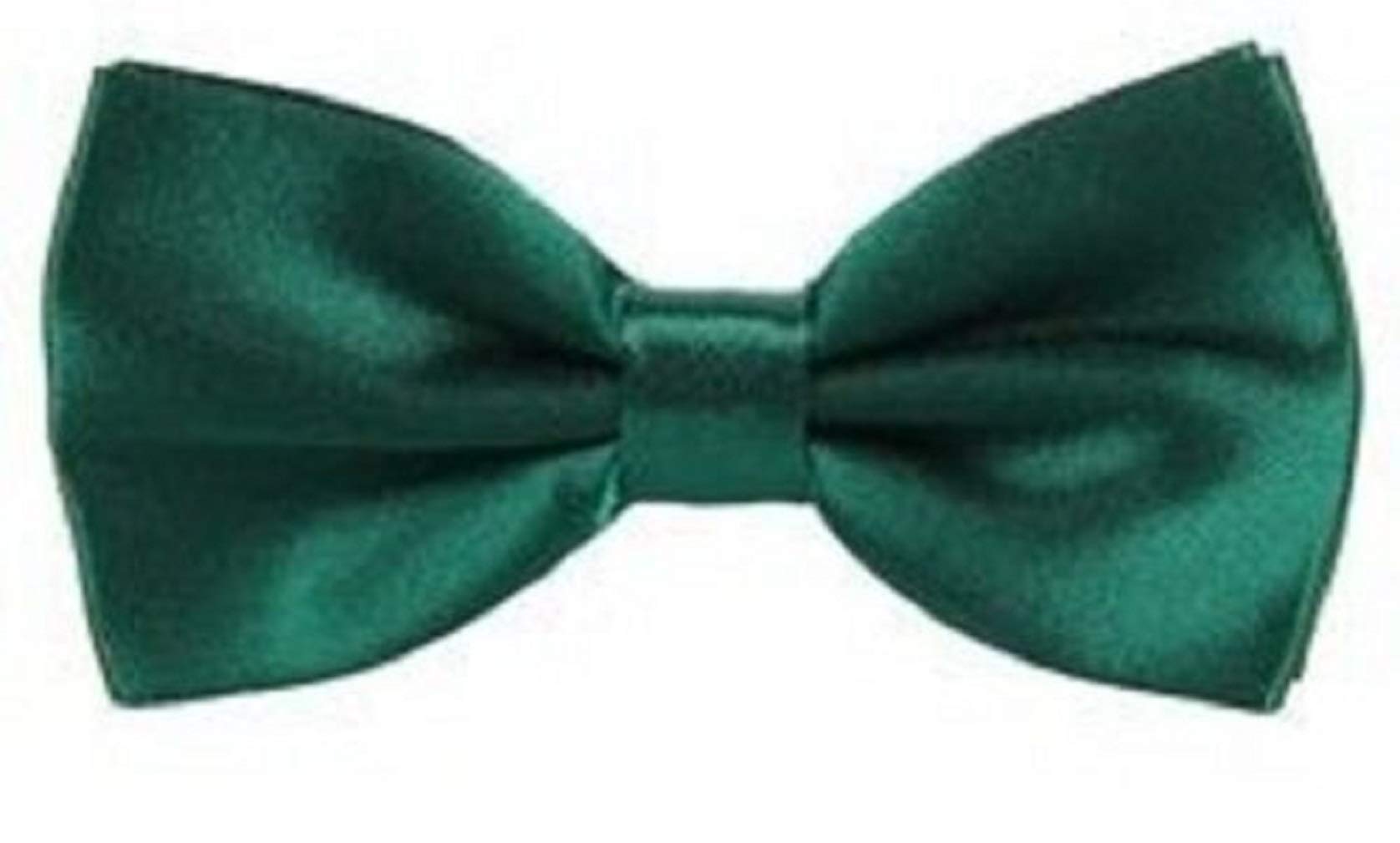 Ll. Men's Dark Green L&L® Pre Tied Plain Satin Clip On Bow Tie Wedding Party Fancy (Dark Green)