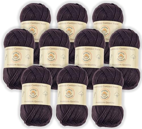 Image of 10-Pack of Yonkey Monkey 500 Grams Yarn - 70% Rayon derived from Bamboo, 30% Cotton - Imported - Brown 9036