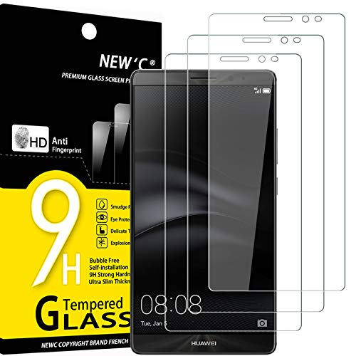 NEWC 3 Unidades Protector de Pantalla para Huawei Mate 8 Antiaraazos Antihuellas Sin Burbujas Dureza 9H 033 mm Ultra Transparente Vidrio Templado Ultra Resistente