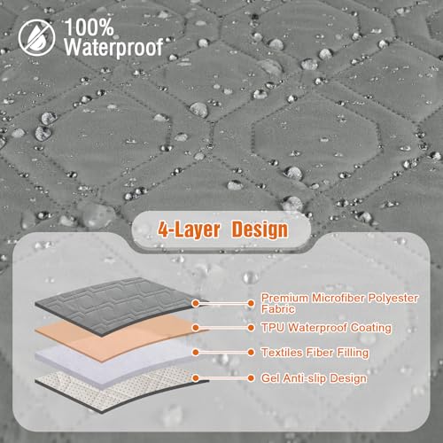 Image of VANSOFY Loveseat Recliner Cover with Console 100% Waterproof Sofa Slipcovers Non-Slip Reclining Couch Cover Split Sofa Covers Furniture Protector for Pets, Dogs(Gray)
