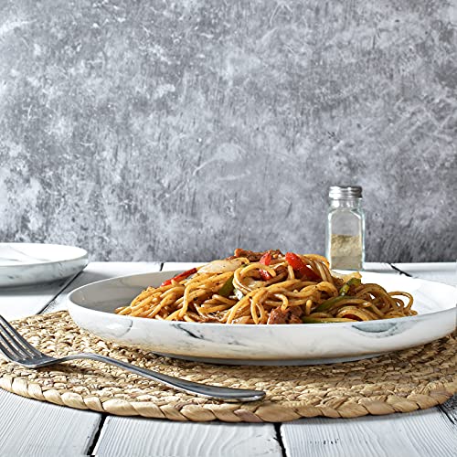 Bosmarlin Marbling Ceramic Dinner Plates, 10 Inches, Set Of 4 For Salad, Pasta, Dessert, Microwave And Dishwasher Safe (Grey, 10 In) #TOP4