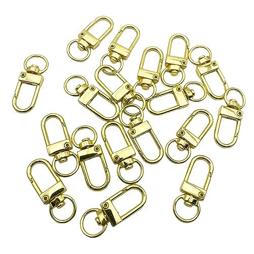 20 cierres de pinza de langosta de metal, cordones giratorios, correa de 34 x 14 x 10 mm para llavero, llaveros, bolsas de bricolaje y accesorios de joyería (dorado)