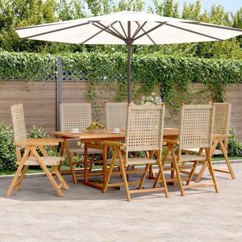 Teenpull 7-TLG. Garten-Essgruppe Poly Rattan und Akazien Massivholz...