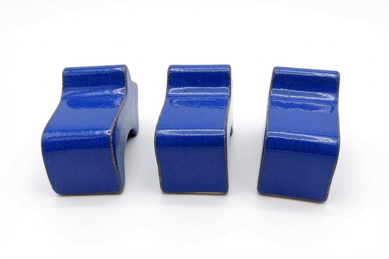 Pack Of 3 Blue ceramic pot Feet | Lift Up Your Planters With Ceramic Pot Feet