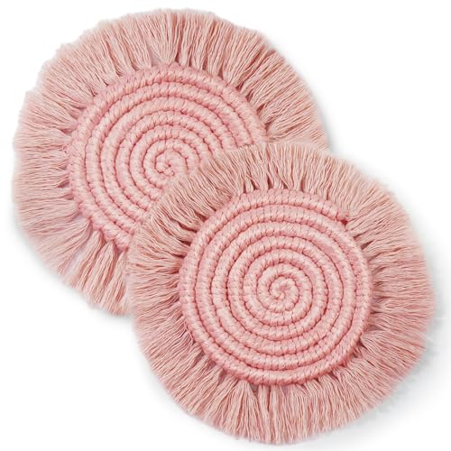 7.4in Boho Coasters Set of 2, Cute Drink Coasters Absorbent for Desk,...