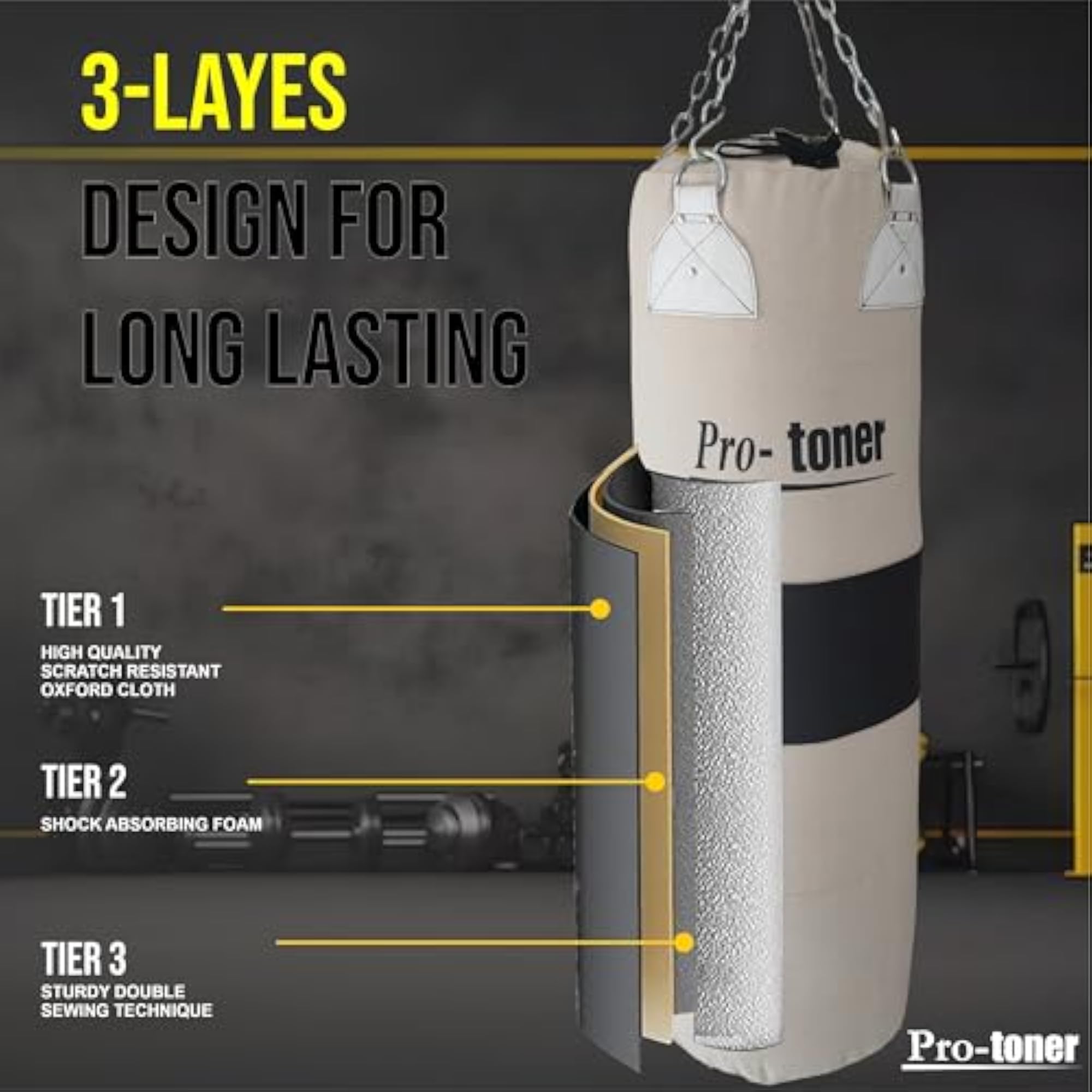Filled Canvas Punching Bag, 33 x 91 cms, 20 kgs