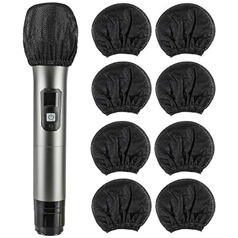 200 Pcs Disposable Microphone Cover Non-Woven Handheld Microphone Windscreen Protective Cap for Recording Room, KTV and Any Shared Environment (Black) Cover