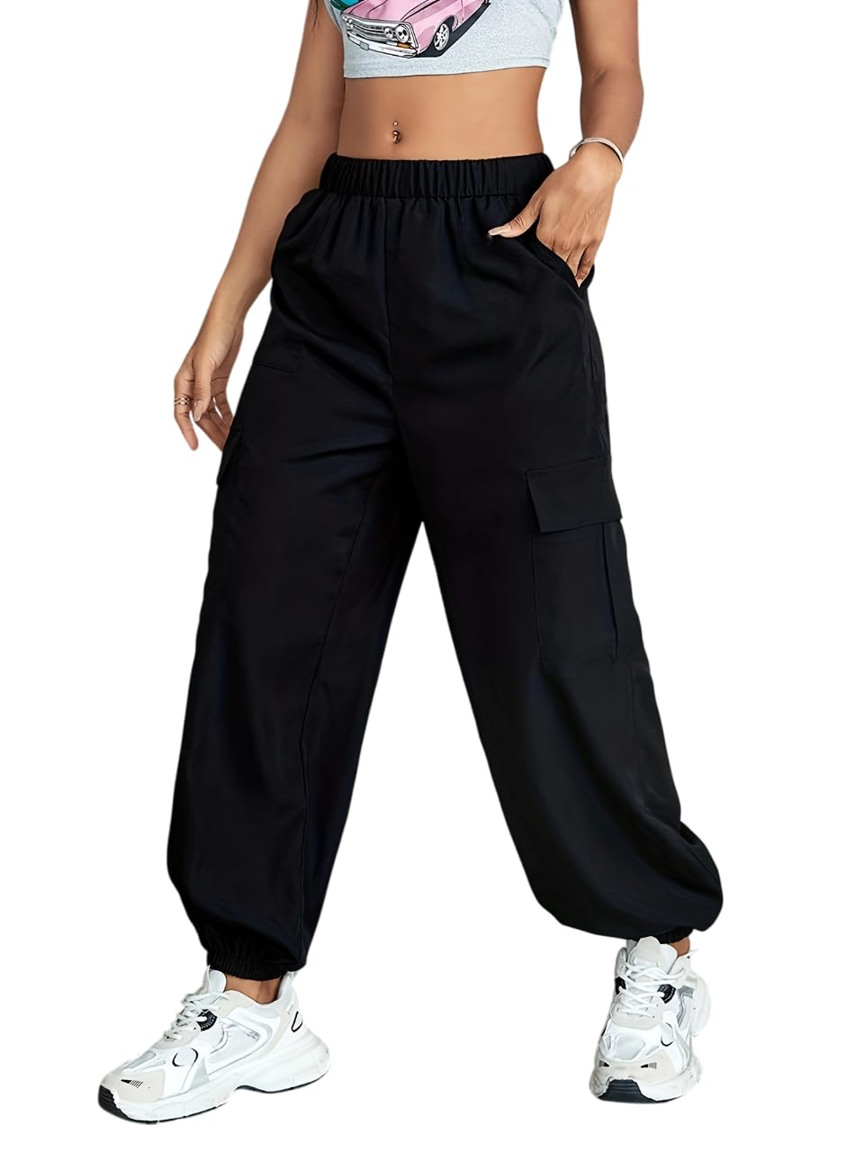 Girls/Women Cargo Joggers in Pure Thick Hosiery Soft Cottonfor a Relaxed Feel/Multipurpose in Their use for Athletic, Casual, Everyday wear and Suitable for All Seasons-image-30
