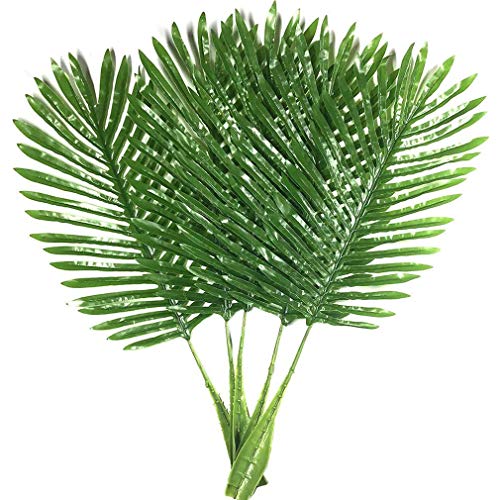 Warmter Faux Palm Leaves 5 Pack Palm Leaves Fake Faux Artificial Plant Leaves Green Single Leaf Palm for Home Kitchen Party Supplies Tropical Leaves Decorations (26 inch)