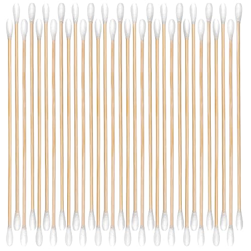 400 Tips! 200ct 6 Inch Double-Ended Long Cotton Swabs with Strong Bamboo Sticks and Double Round Tipped Applicators for Cleaning, Makeup, Gun Care, and Pet Grooming