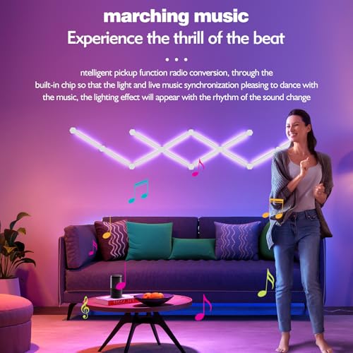 Image of Gaming Lights for Wall, RGB LED Gaming Lights, Smart Wi-Fi Game Lamp with Voice Control and Remote, Party Decor Light for Game Room Party Setup Bedroom Living Room DIY 12 Pack Wall Sconce.