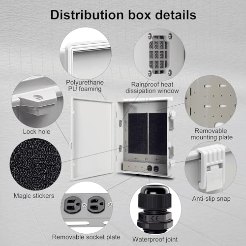 Image of Namunanee Outdoor Electrical Junction Box with High Power Outlet, ABS Water Resistant Enclosure with Internal Mounting Panel & Hinged Cover. (18.1 inch H* 12.6 inch L* 4.3 inch W & Outlet)