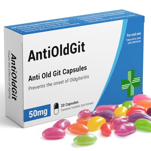 KadoBox - AntiOldGit - Joke Pill Box - Jelly Bean Sweets (50g) - Funny Gifts for Men 1 Compartment Birthday and Retirement Presents for Grandad. Rectangle. Funny Fathers Day Present