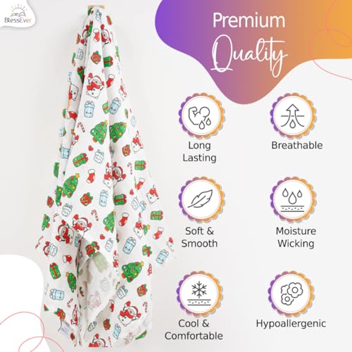 Image of Muslin Swaddle Blanket for Unisex, Soft Breathable and Skin-Friendly Baby Swaddles for Boys & Girls, Baby Blanket, Newborn Receiving Blanket, Christmas Blankets Babies, Large 42 x 47 inches