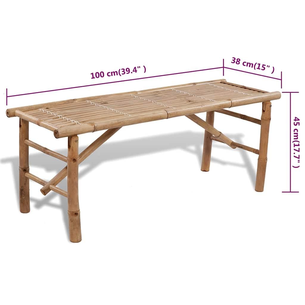 Set Tavolo Birreria e 2 Panchine Pieghevoli in Bambù 100 cm | Struttura pieghevole salvaspazio per terrazzo e balcone, include un tavolo e due sedute in bambù facile da pulire.