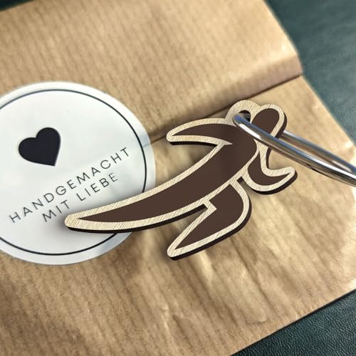 Joggen Geschenk für Sportler - Laufen Schlüsselanhänger handgemacht aus Holz, Glücksbringer, Fitness Geschenk für Joggingliebhaber, Sport Anhänger, Laufaccessoires für Läufer, Fitnessfans