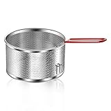 Colador de acero inoxidable, colador de pasta de metal microperforado con gancho y asa extraíble, colador para cocina, patatas fritas, verduras, arroz, fruta y alimentos - 18 cm/7,09 pulgadas.