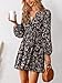 CUPSHE Women Floral Ruffle Summer Dress Surplice V Neck Long Peasant Sleeve Elastic Waist Flowy Casual Holiday Mini Dress, Black XS