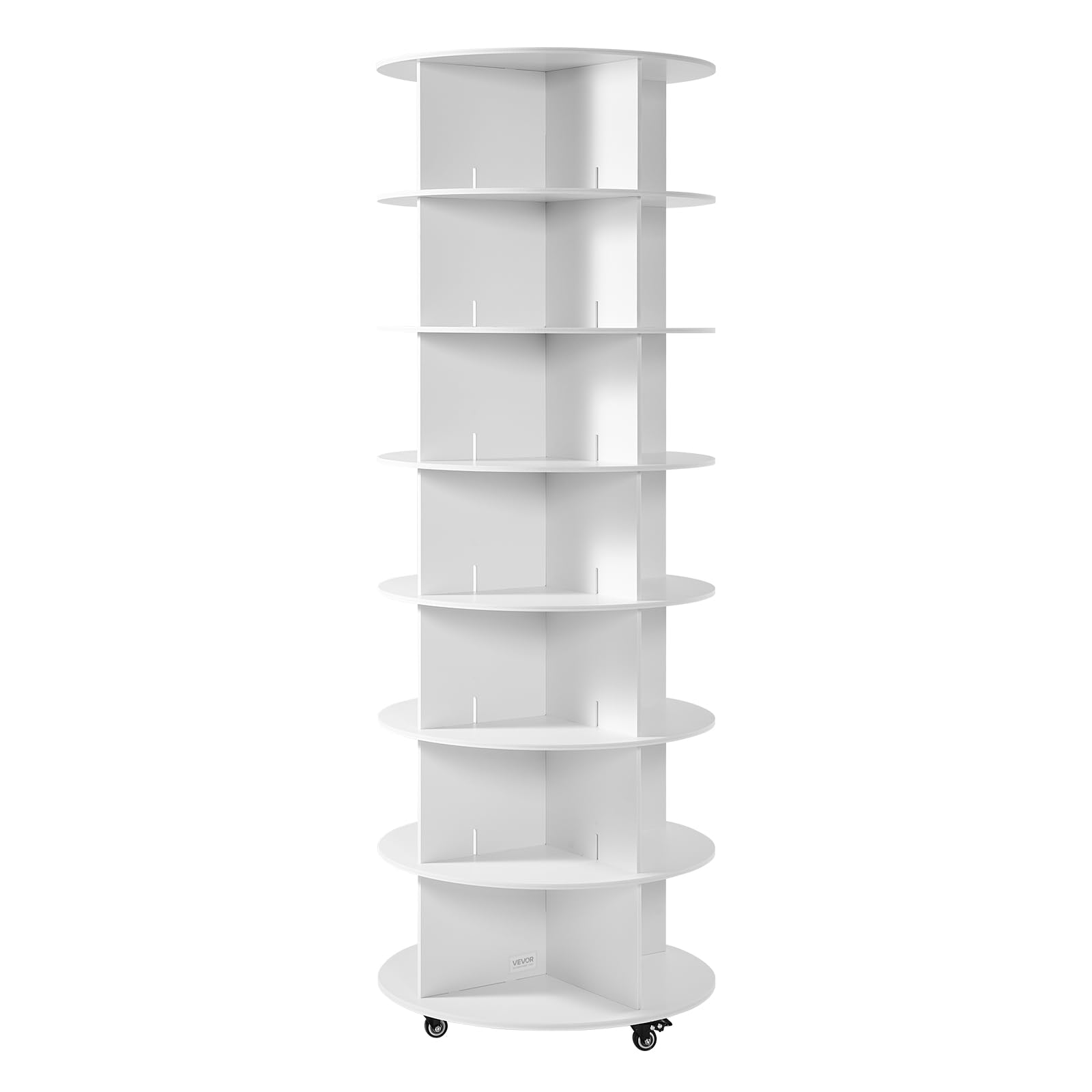 VEVOR Carosello Portascarpe Supporto Girevole a 360° 598 x 598 x 1670 mm per 28 Paia di Scarpe 7 Ripiani, Portascarpe con Ruote, Ripiano per Scarpe per Camera da Letto, Soggiorno, Ingresso, Bianco