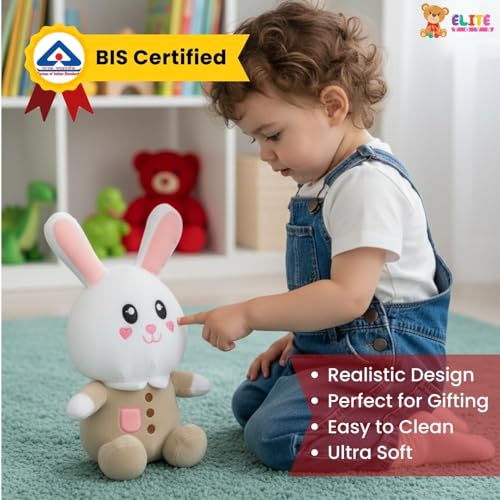 Image of ELITE CREATIONS Cute Bunny Rabbit Soft Toy 35 cm | Plush Bunny Stuffed Animal for Kids | Soft Huggable Rabbit Toy for Girls Boys | Birthday Gift Plush Toy