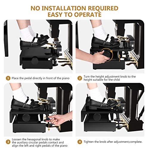 Neewer Adjustable Piano Pedal Extender Bench for Kids, 5-7.5 inches/13-19 centimeters Height Adjustable Piano Foot Pedal Extender with 2 Pedals (Black)