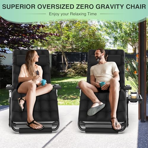 Suteck BZ-2015-214 Oversized Zero Gravity Chair,33In Xxl Outdoor Recliner Chair W/Removable Cushion&Headrest, Camping Lounge Chair W/Upgraded Lock&Footrest, Reclining Patio Chairs thumb #7