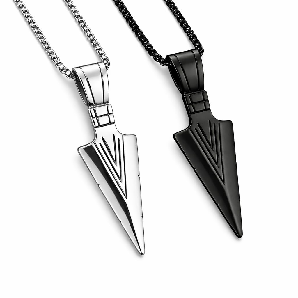 Agarwal Product Men Fashion Solid Stainless Steel Pendant Necklace for Mens Boys Cool Spear Point Arrowhead Pendant Chain Necklace Set with Chain for for Boyfriend & Husband | Stylish Pendant Necklace | Jewellery Accessories for Boys | Minimal Jewelry-image-41