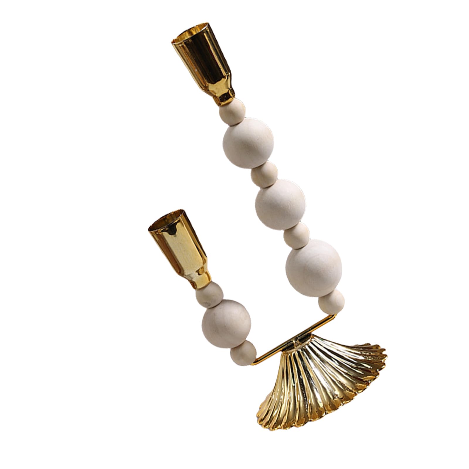Wooden Beads Taper Holder Metal Candlestick Table Centerpieces Stand for Weddings Party Decoration Holder