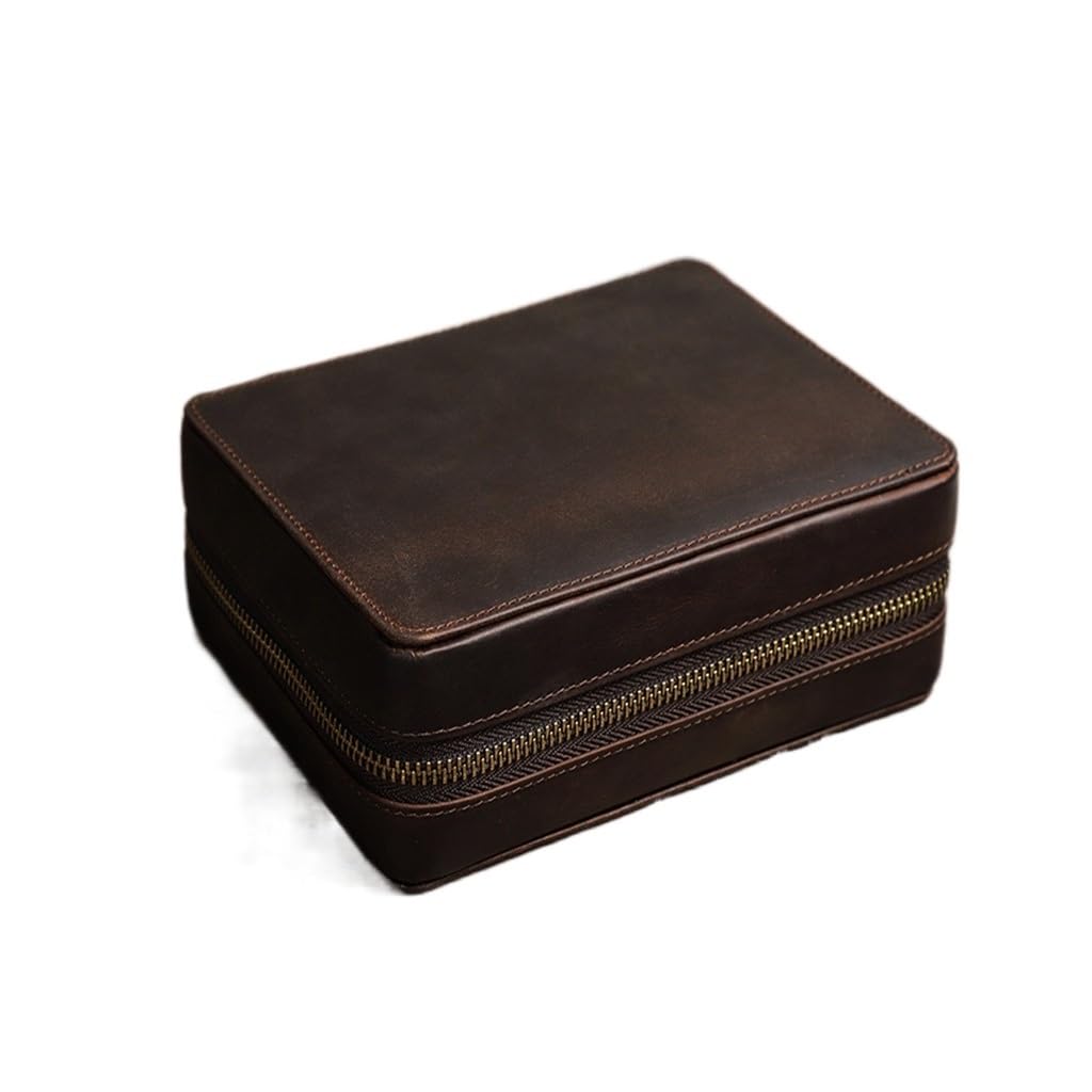 Boîte de rangement de montre mécanique carrée en cuir véritable fait main