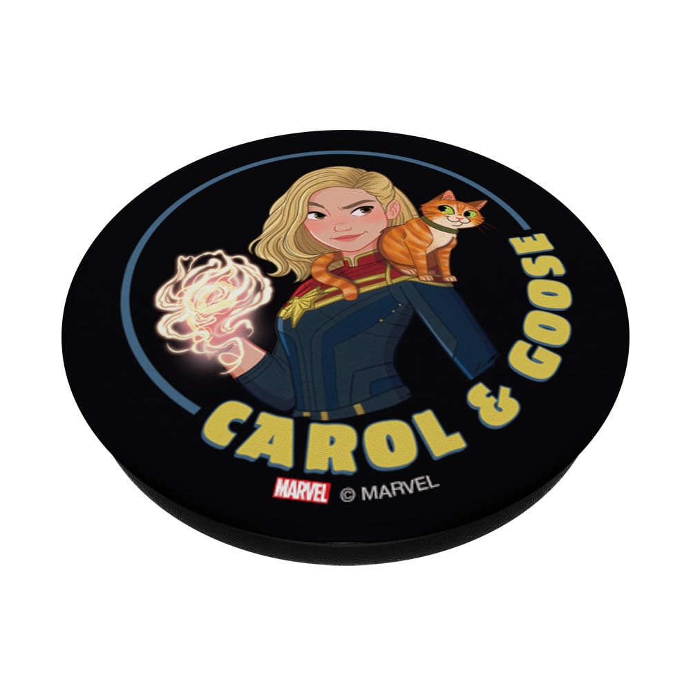 Marvel Studios The Marvels Captain Marvel Toon Carol & Goose PopSockets Swappable PopGrip, Black - Image 2